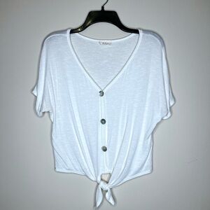 Ivory Short-Sleeve Top w/Front Tie